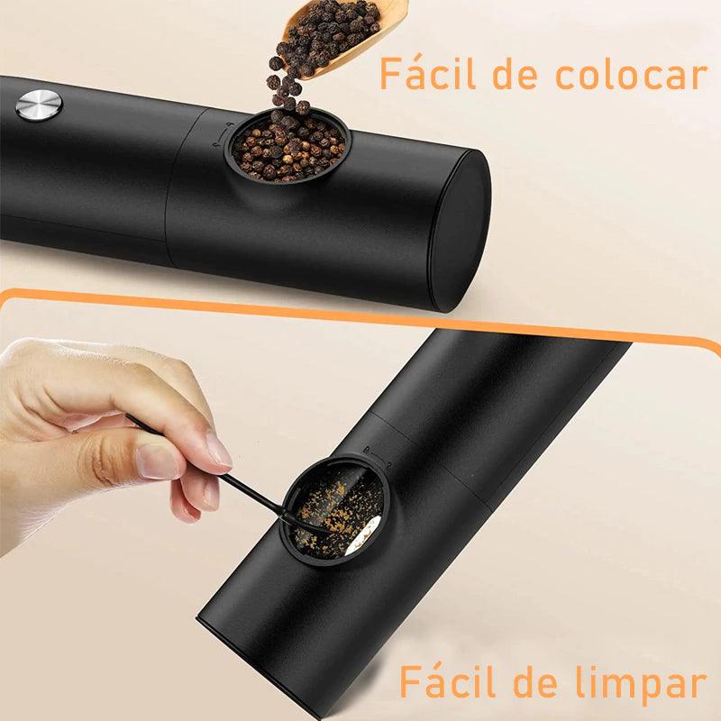 Moedor automático de sal e pimenta - USB recarregável