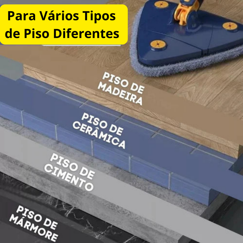 Mop de Limpeza Triangular 360° + Refil - Mercado Maia